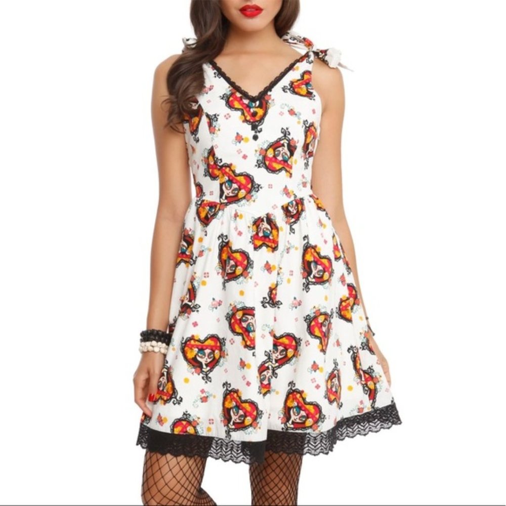 Hot topic The Book Of Life White La Muerte Print Dress Size S/M